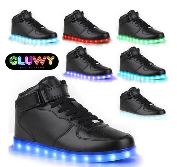 LED发光黑色靴子运动鞋