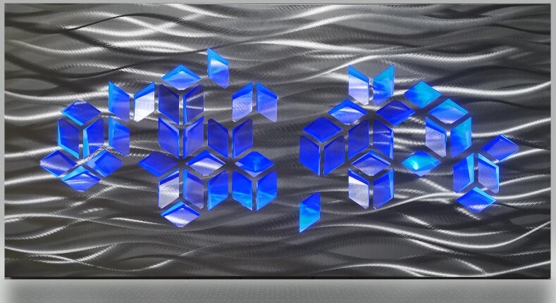 金属抽象壁画 3d 形状-led 点亮