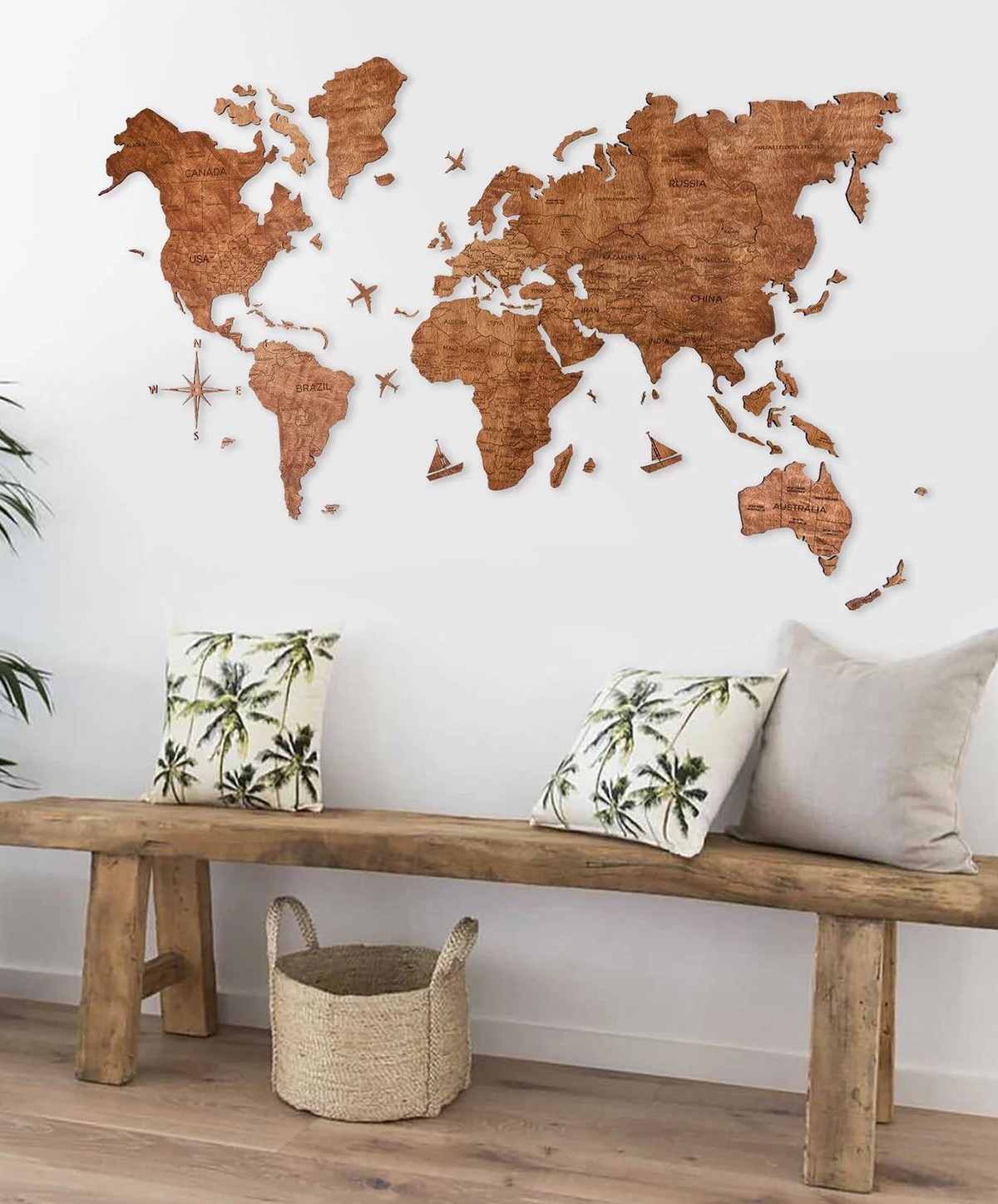 木制世界地图橡木色