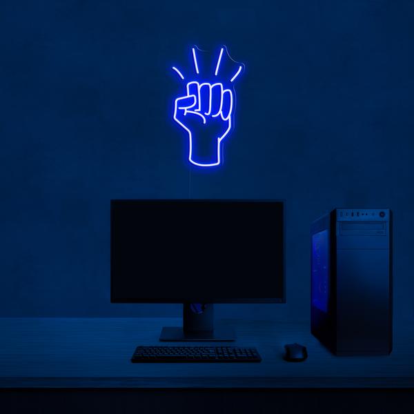 墙上的 LED 标志 3D 霓虹灯 - 尺寸为 50 厘米的拳头