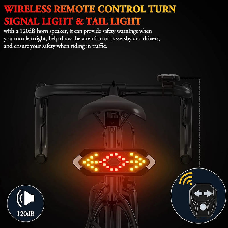 带转向信号的自行车背光灯 用于带控制器的无线自行车尾灯