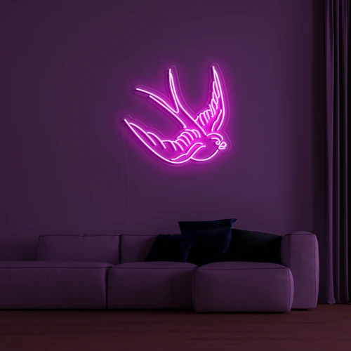 墙上的 3D LED 霓虹灯标志 - 鸽子