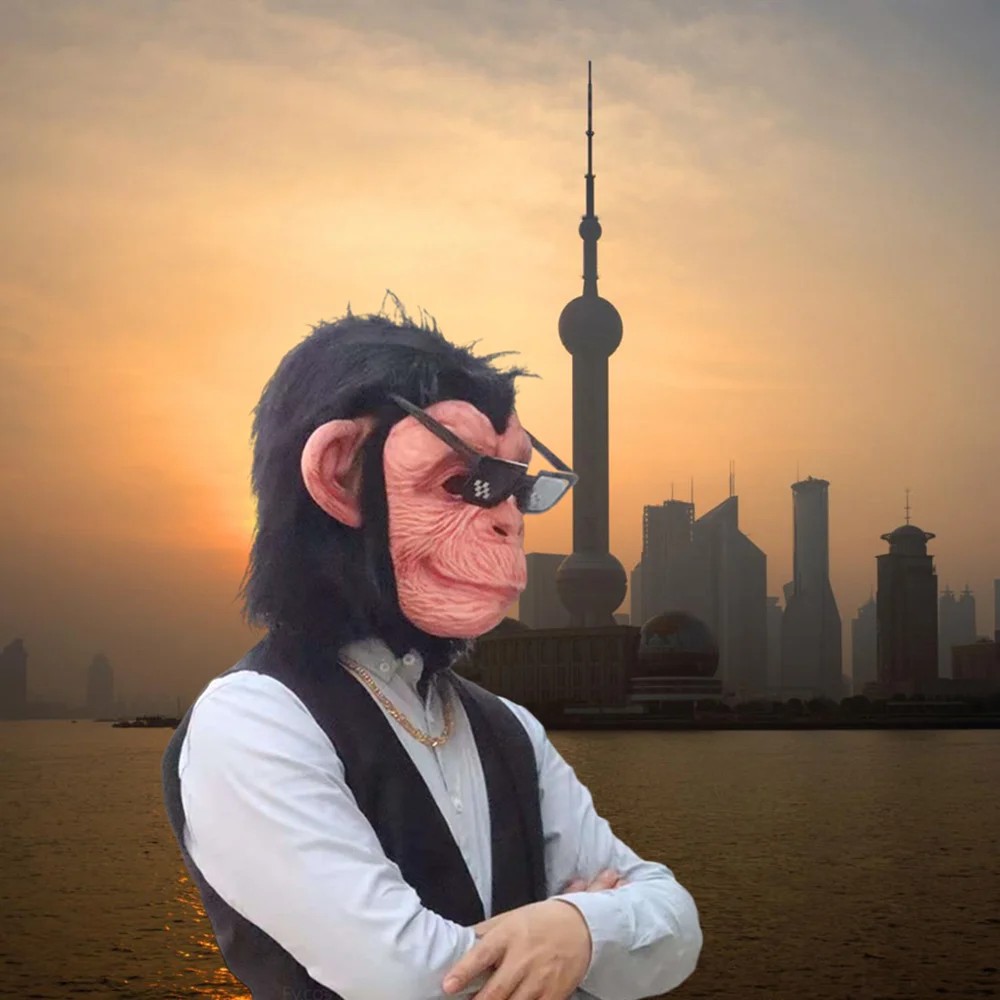 黑猩猩猴脸头罩硅胶乳胶