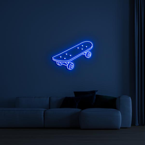 墙上的 3D 发光 LED 霓虹灯标志 — 滑板