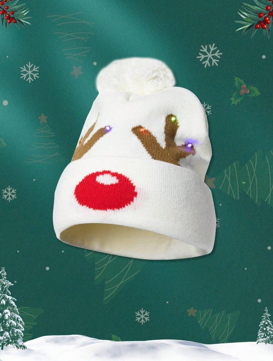 帽子圣诞驯鹿鹿角 - 冬天发光的帽子，鲁道夫