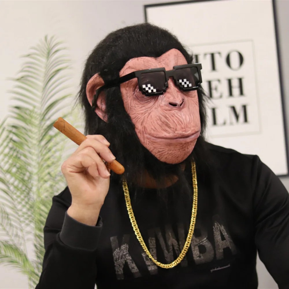 黑猩猩面具猴脸硅胶乳胶头部面具
