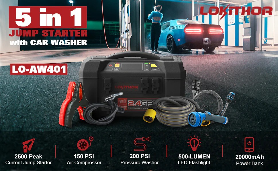 Lokithor Starter AW401电池+洗车+轮胎压缩机+20000mAh电池