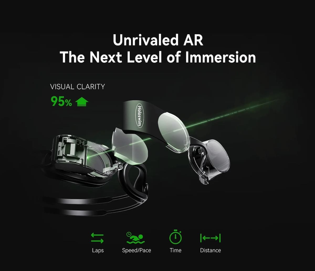 带显示屏的智能 VR 游泳镜