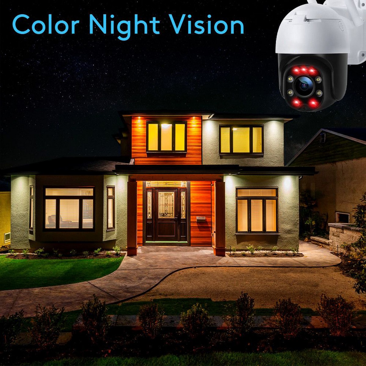 夜视 ip 安全摄像头 - 红外 LED 彩色