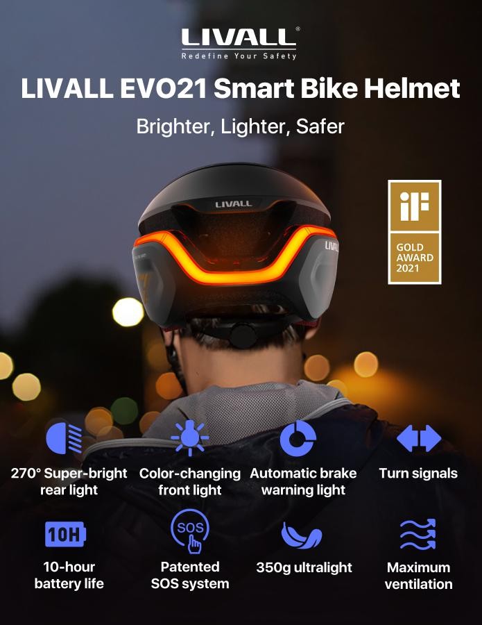 SMART 自行车头盔 - Livall EVO21