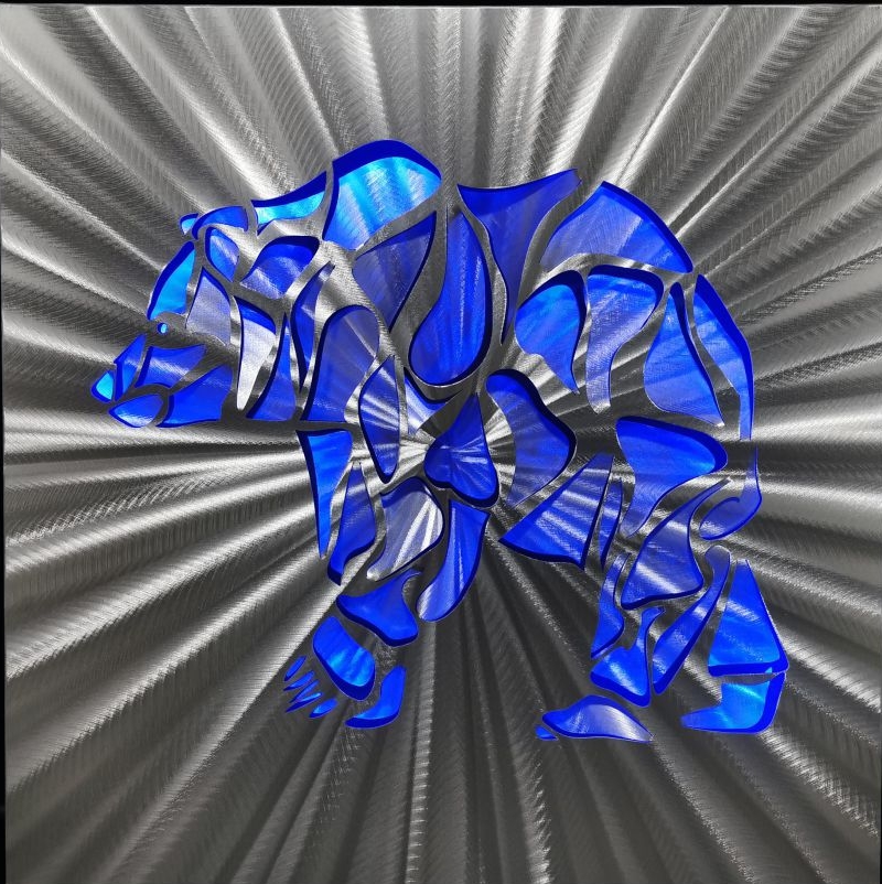 polar Bear - LED 抽象金属画 3D 铝
