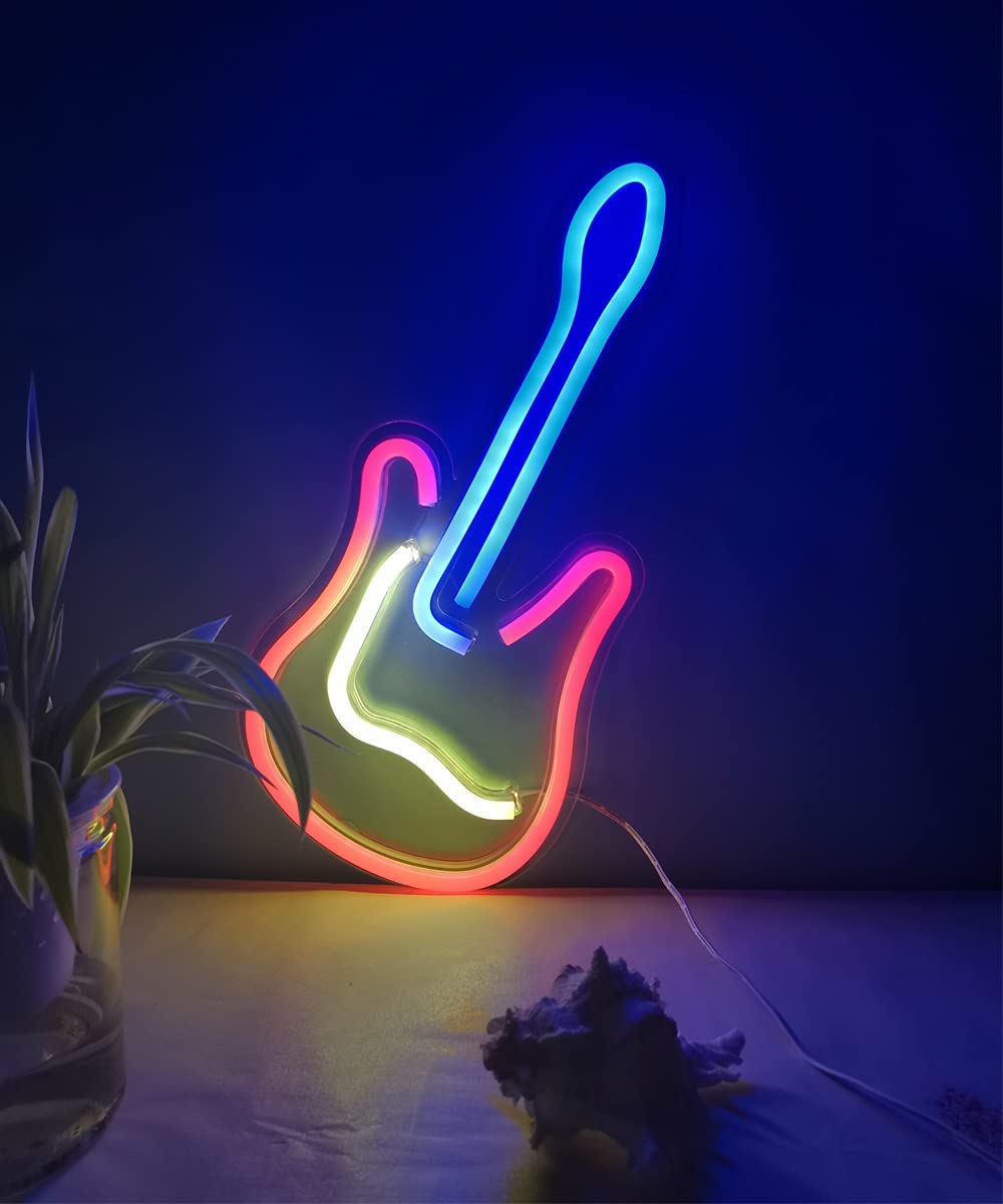 墙上发光的吉他-led 霓虹灯