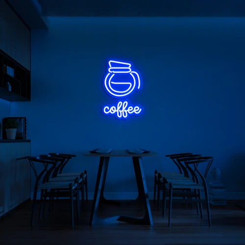 墙上的 LED 3D 霓虹灯标志 COFFEE