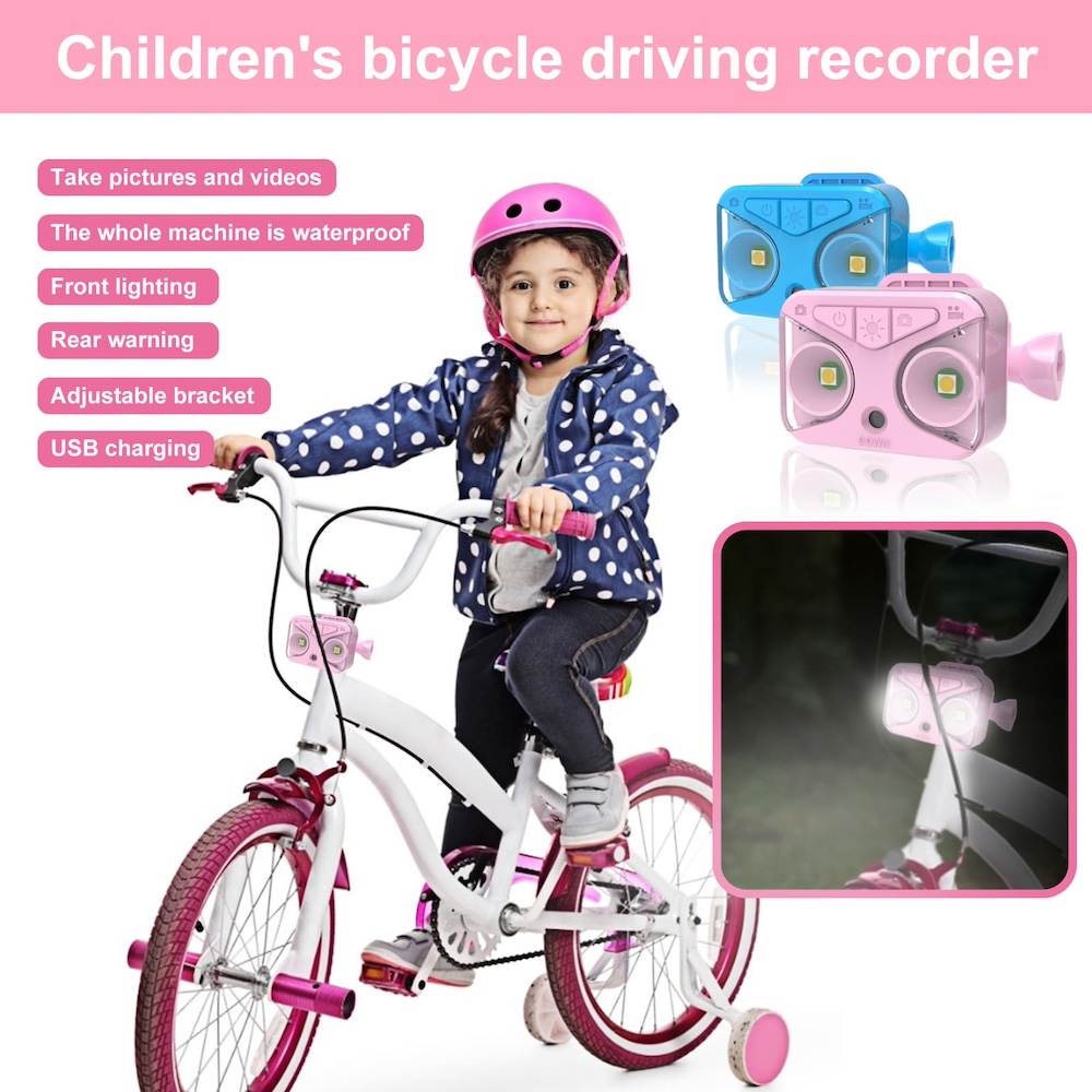 带自行车灯的儿童自行车摄像头