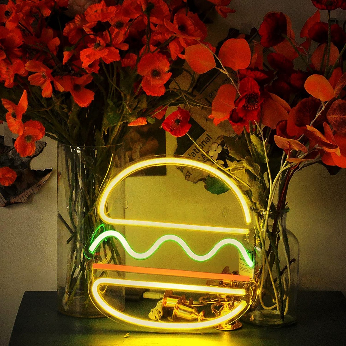 光标志霓虹餐厅 LED 板 - 汉堡汉堡