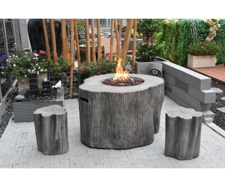 用于露台和花园的仿木木桩燃气壁炉