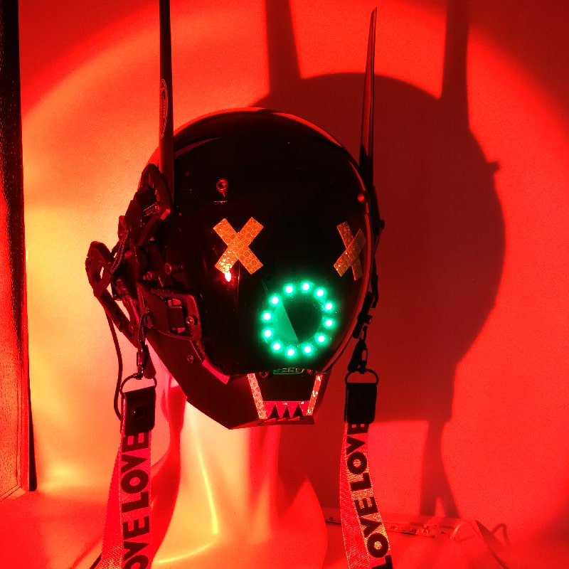 夜光赛博朋克 LED 面罩头盔