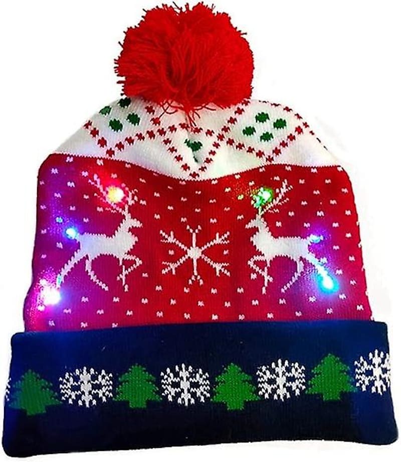 带绒球的冬帽，带 LED 灯泡的圣诞节照明 - CHRISTMAS DEER